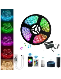 Kit Banda LED RGB Andowl,5 Metri,Sincroniza Muzica,Bluetooth
