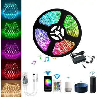Kit Banda LED RGB Andowl,5 Metri,Sincroniza Muzica,Bluetooth