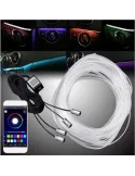 Lumini ambientale auto 6M neon RGB, aplicatie prin Bluetooth