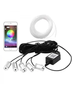 Lumini ambientale auto 6M neon RGB, aplicatie prin Bluetooth