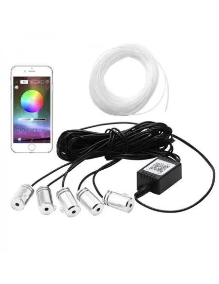 Lumini ambientale auto 6M neon RGB, aplicatie prin Bluetooth