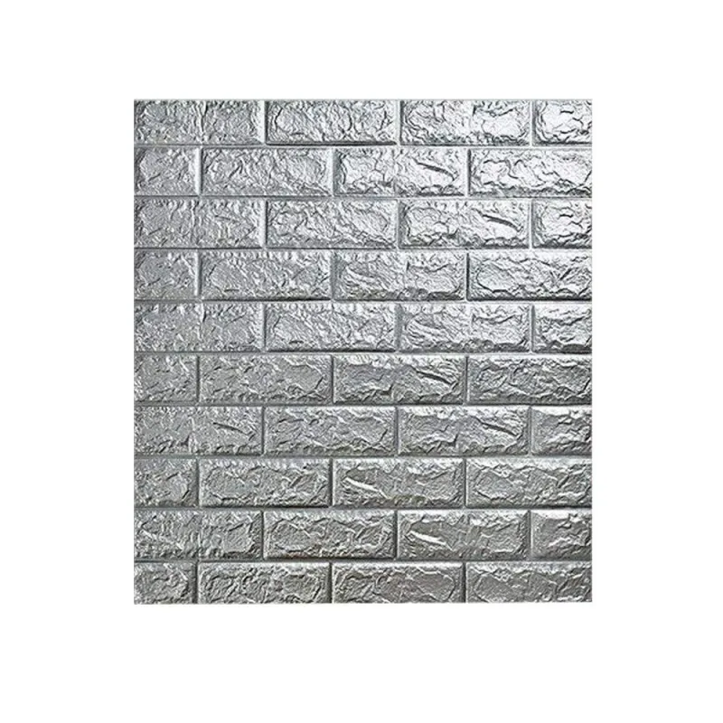 Set 5 x Tapet adeziv caramida gri, 77 x 70 cm, spuma moale 3D