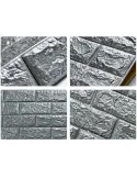 Set 5 x Tapet adeziv caramida gri, 77 x 70 cm, spuma moale 3D