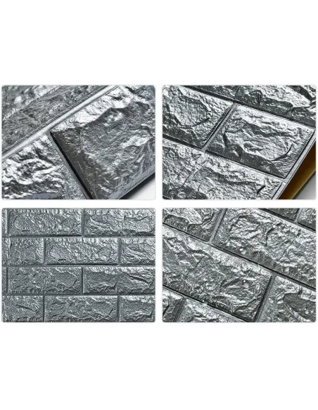 Set 5 x Tapet adeziv caramida gri, 77 x 70 cm, spuma moale 3D