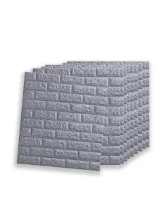 Set 5 x Tapet adeziv caramida gri, 77 x 70 cm, spuma moale 3D