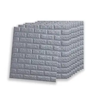 Set 5 x Tapet adeziv caramida gri, 77 x 70 cm, spuma moale 3D