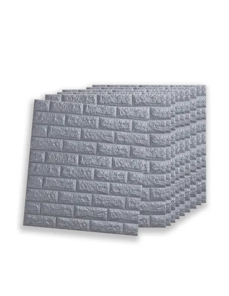 Set 5 x Tapet adeziv caramida gri, 77 x 70 cm, spuma moale 3D