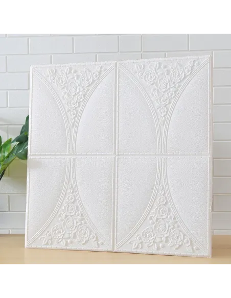Set 5 x Tapet adeziv White Roses, 77 x 70 cm, spuma moale 3D