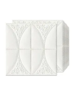 Set 5 x Tapet adeziv White Roses, 77 x 70 cm, spuma moale 3D