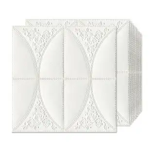 Set 5 x Tapet adeziv White Roses, 77 x 70 cm, spuma moale 3D