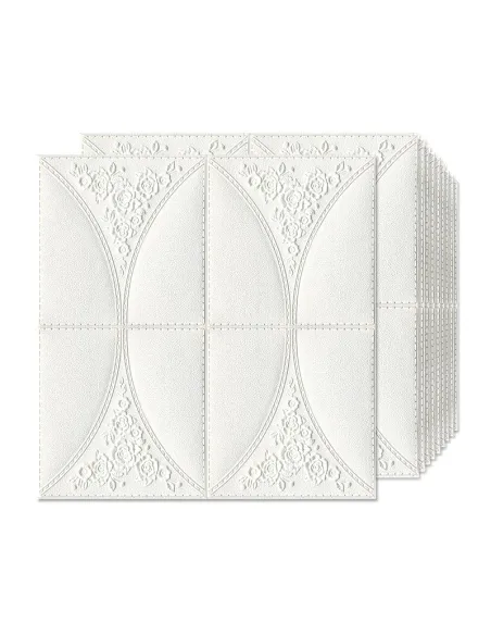 Set 5 x Tapet adeziv White Roses, 77 x 70 cm, spuma moale 3D