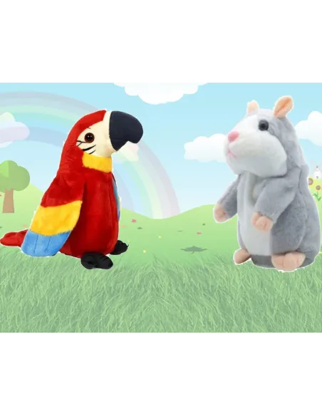 Pachet jucarii interactive, hamster si papagal vorbitor