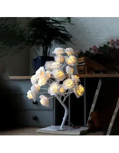 Veioza trandafir cu 24 de leduri, alb/crem, 45 cm red-mag.ro 2