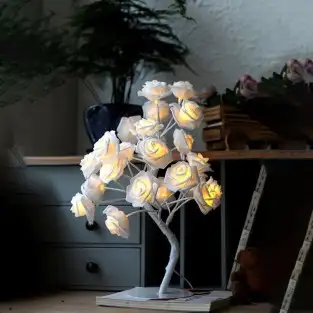 Veioza trandafir cu 24 de leduri, alb/crem, 45 cm red-mag.ro 2