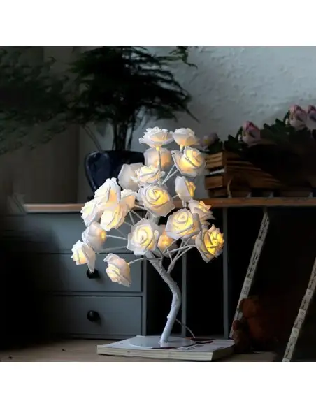 Veioza copacel trandafir cu 24 de leduri, 45 cm red-mag.ro