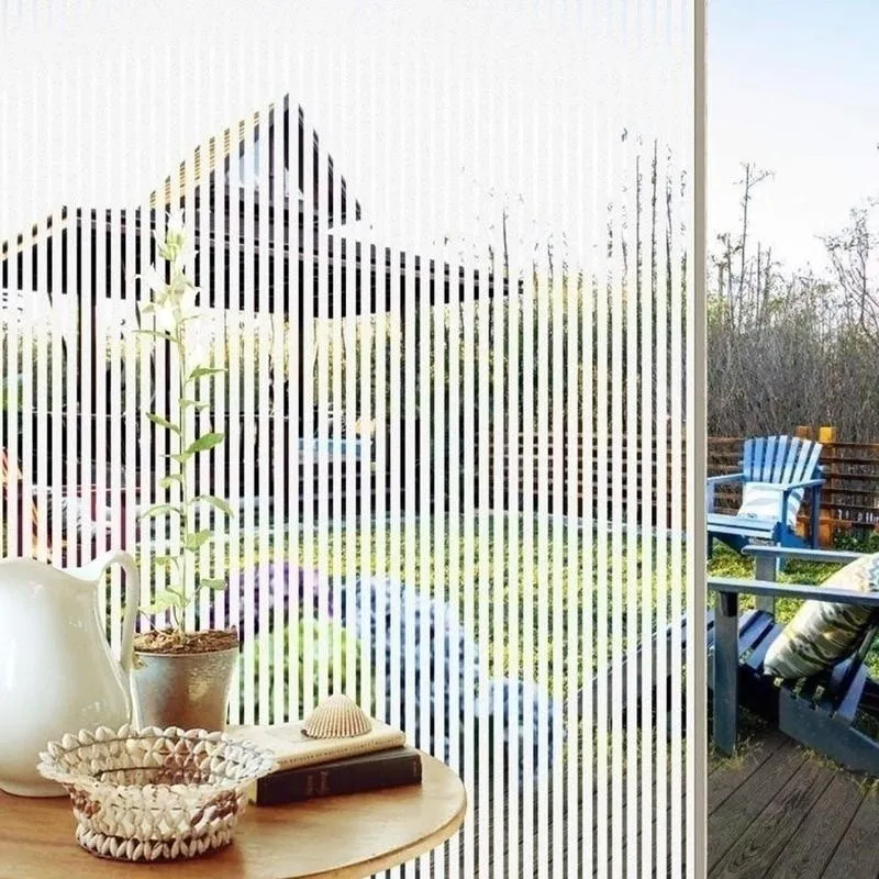Folie decorativa pentru geam, Dungi Albe, 45 cm x 300 cm