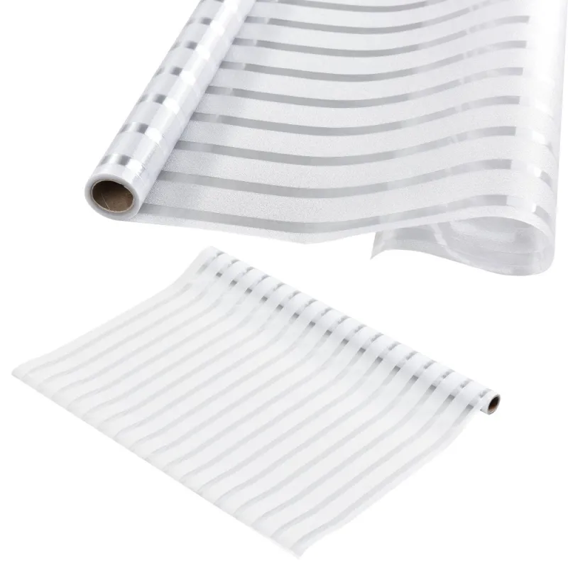 Folie decorativa pentru geam, Dungi Albe, 45 cm x 300 cm