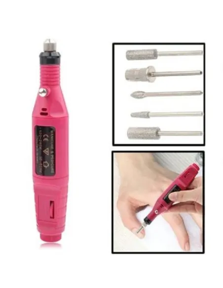 Freza electrica unghii false, pila semiprofesionala, Roz