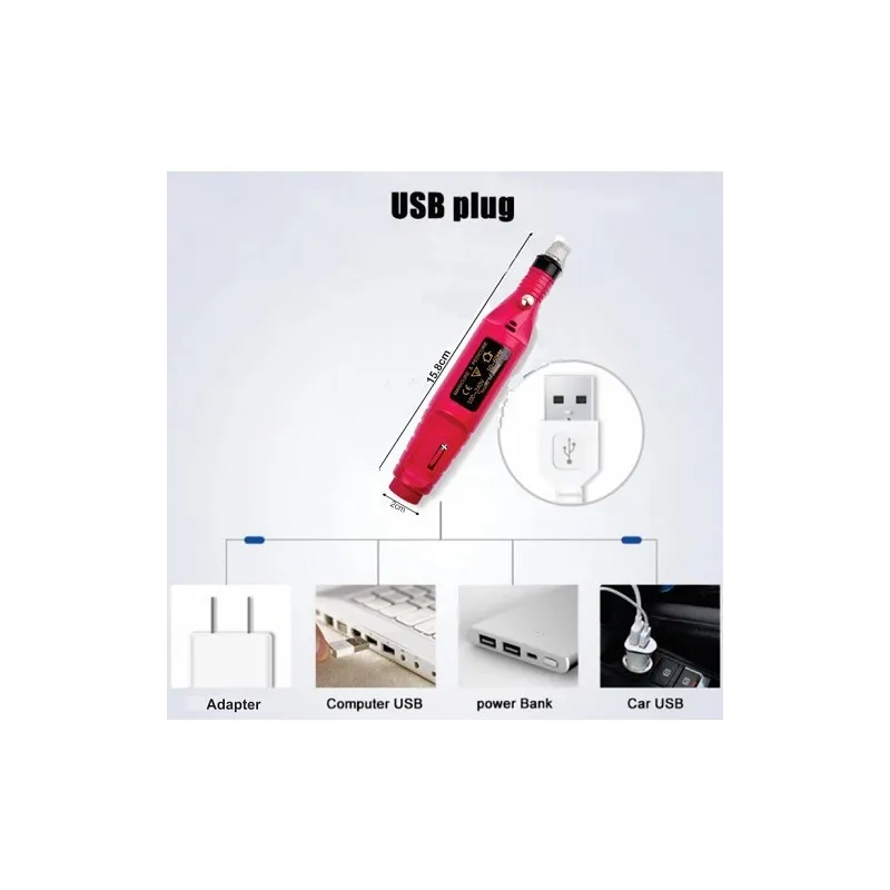 Freza electrica unghii false, pila semiprofesionala, Roz