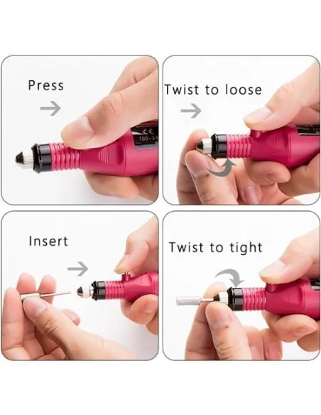 Freza electrica unghii false, pila semiprofesionala, Roz