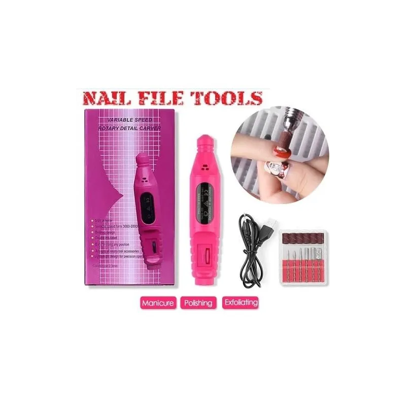 Freza electrica unghii false, pila semiprofesionala, Roz