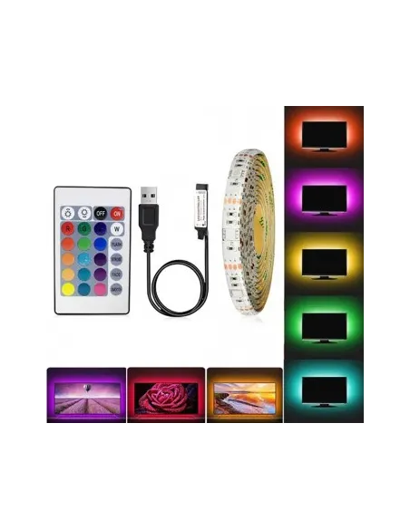 Banda LED RGB iluminare fundal TV 5m telecomanda red-mag.ro