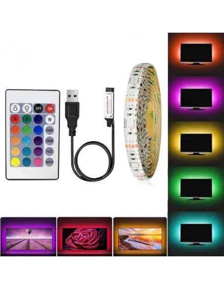 Banda LED RGB iluminare fundal TV 5m telecomanda red-mag.ro