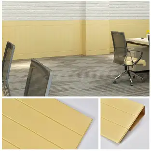 Set 5 x Lambriu autoadeziv 3D, spuma moale, 70 x 70 cm, Galben 2