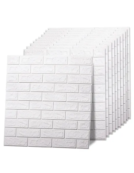 Set 10 x Placa de tapet adeziv caramizi albe, 77x70 cm