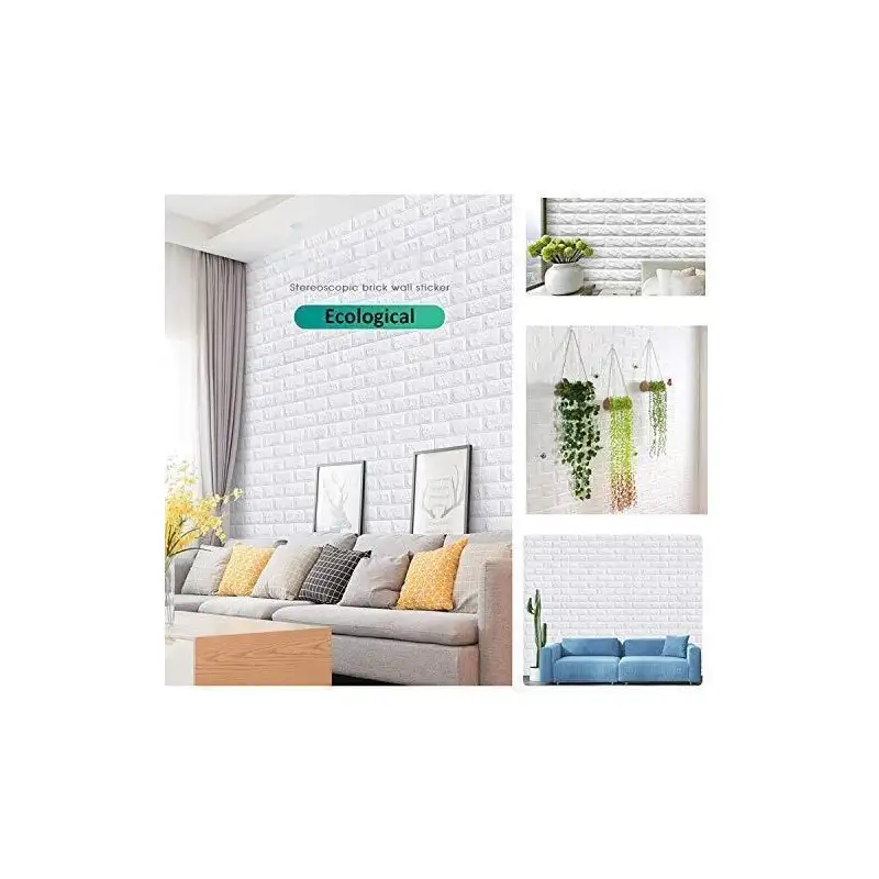 Set 10 x Placa de tapet adeziv caramizi albe, 77x70 cm