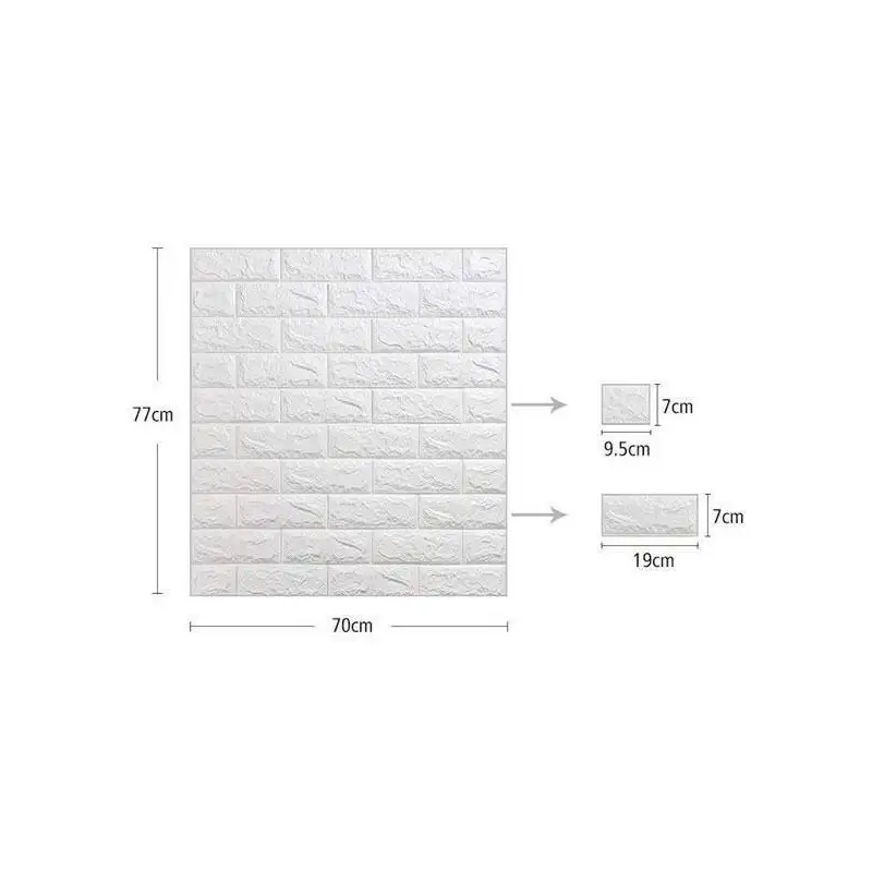 Set 10 x Placa de tapet adeziv caramizi albe, 77x70 cm