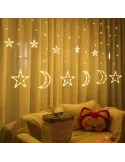Instalatie de Craciun, Perdea luminoasa Stele si Luna, 3 m