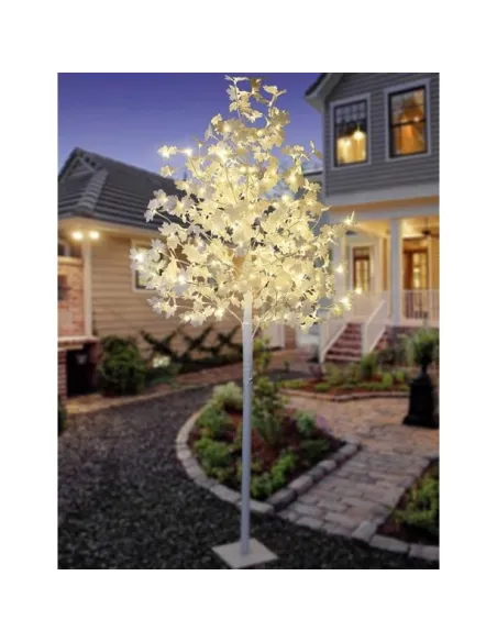 Copac decorativ sarbatori, Alb, iluminat 160 LED, 180 cm