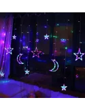 Instalatie Craciun - perdea luminoasa Stele si Luna, 3 m