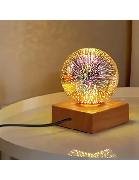 Lampa decorativa de masa, glob cu lumina foc de artificii