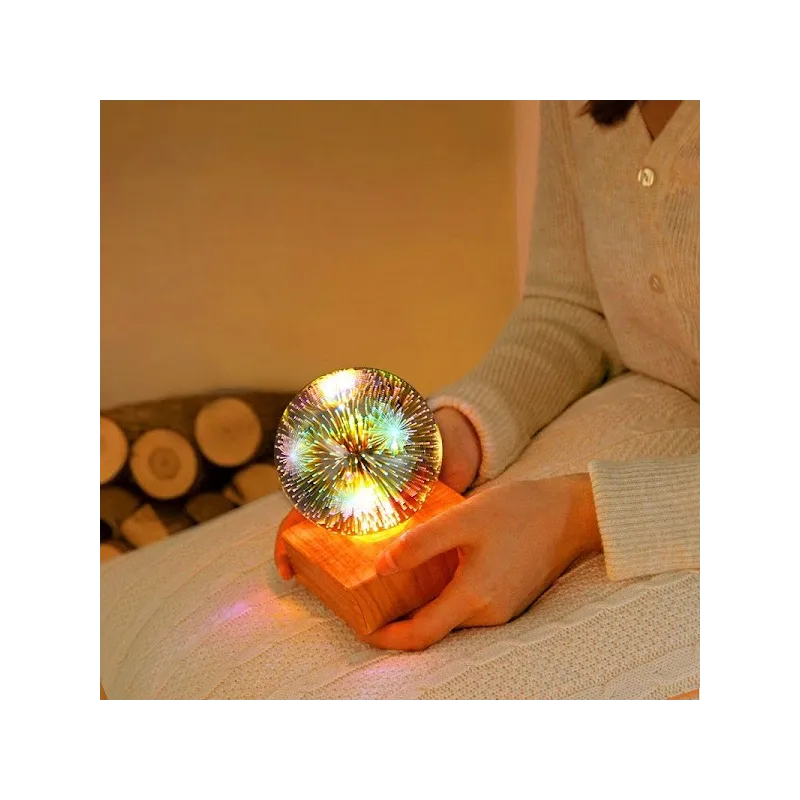 Lampa decorativa de masa, glob cu lumina foc de artificii