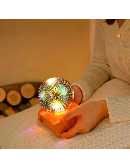 Lampa decorativa de masa, glob cu lumina foc de artificii