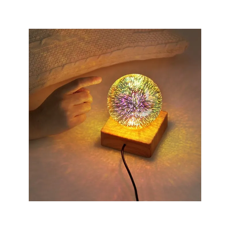 Lampa decorativa de masa, glob cu lumina foc de artificii
