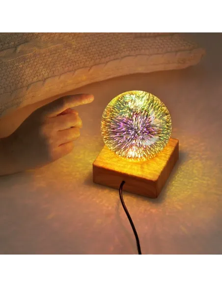 Lampa decorativa de masa, glob cu lumina foc de artificii