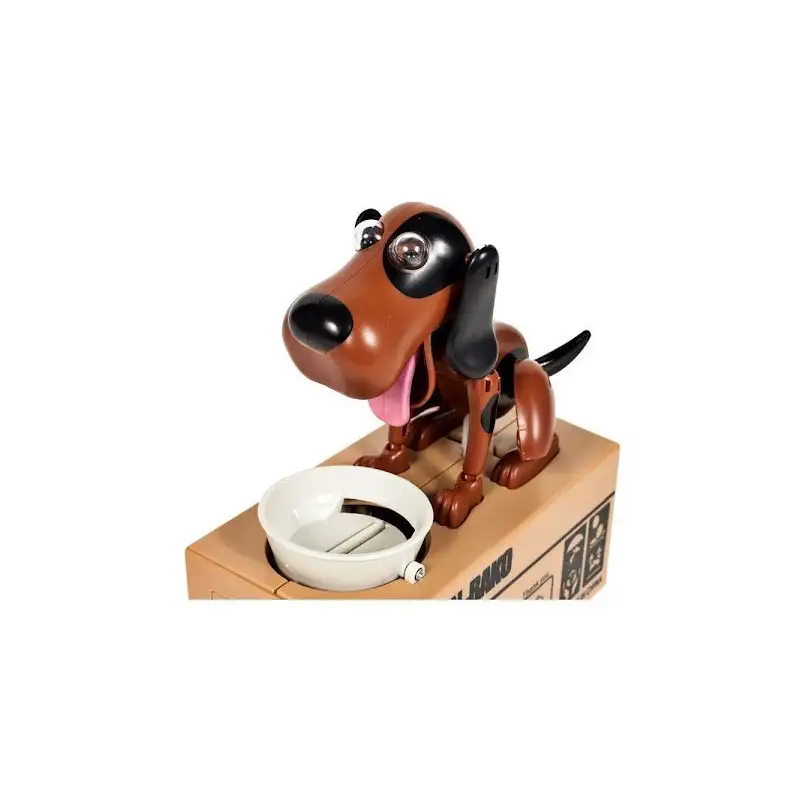 Pusculita interactiva pentru copii, model catel, maro-negru