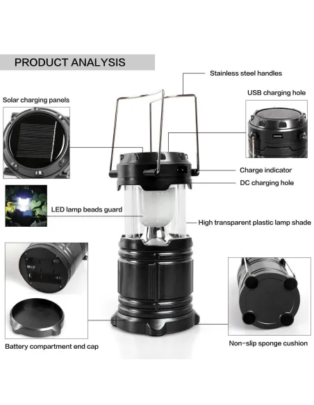 Set 3 x lampa solara reincarcabila cu functie incarcare telefon