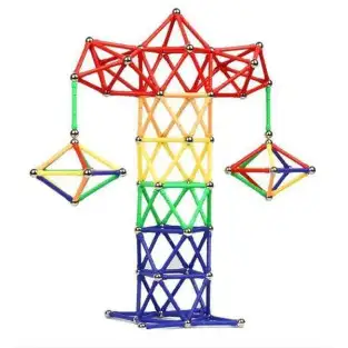 Joc creativ pentru copii, Magnastix 157 piese red-mag.ro