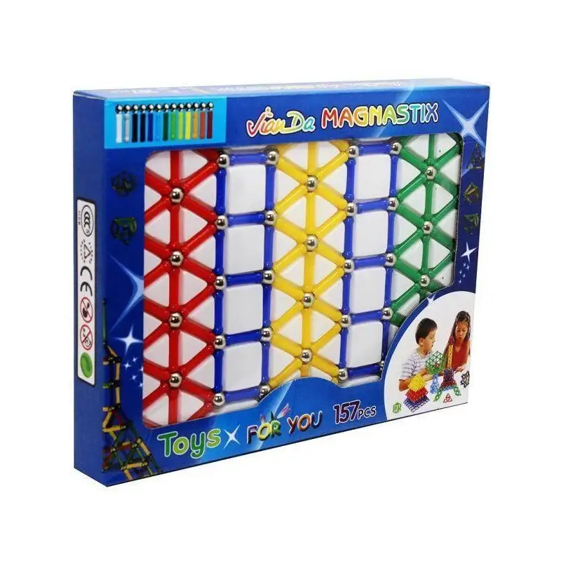 Joc creativ pentru copii, Magnastix 157 piese red-mag.ro