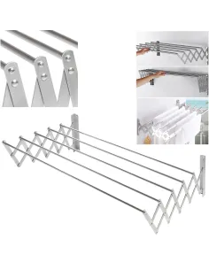 Uscator retractabil din aluminiu, cu prindere in perete, 60x70 2
