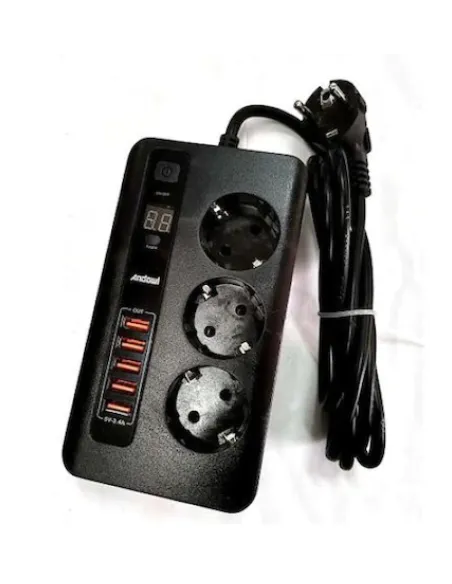PRELUNGITOR 2 METRI ANDOWL CU 3 PRIZE 220V SI 5 MUFE USB 3.4A