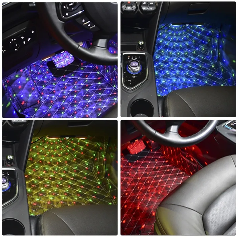Set 4 lumini auto de interior, A10 USB LED RGB red-mag.ro