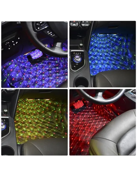 Set 4 lumini auto de interior, A10 USB LED RGB red-mag.ro