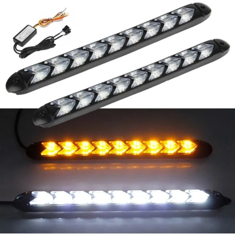 Set lumini auto LED DRL cu semnalizare dinamica, 9 module