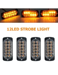Set 4 x Stroboscop 12 LED, lumina portocalie red-mag.ro