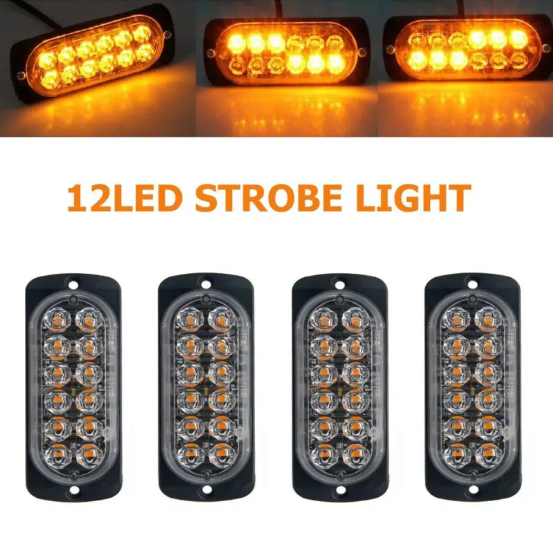 Set 4 x Stroboscop 12 LED, lumina portocalie red-mag.ro